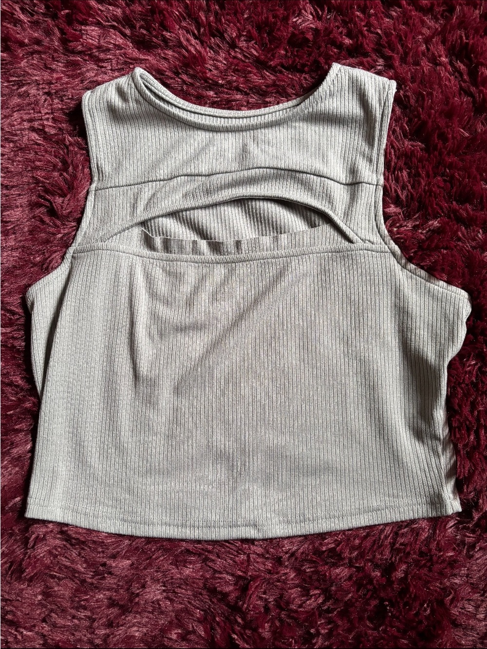 Ribbed Cutout Tank Top in Light Gray
